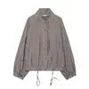 Venta al por mayor transfronteriza 2026 Moda europea y americana casual holgada ajustable con cordón abrigo de cuadros de manga larga para mujer K526240