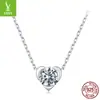 Collar Original Yinziyun de Moissanita de un Quilate en Forma de Corazón Cadena Sencilla Clásica de Plata de Ley S925 para Clavícula Regalo de San Valentín