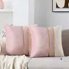 Funda de almohada de terciopelo al por mayor de fábrica costura de lujo ligero barra dorada almohada de mesita de noche terciopelo holandés almohada de sofá almohada lumbar