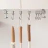 Perchero de cocina con ganchos, sin perforaciones, para colgar en el armario, para colgar cucharas y palas.