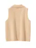 Chaleco de Punto de Cachemira 2025 Otoño e Invierno Ropa Exterior Estilo Coreano Sin Mangas Chaleco con Solapa Chaleco Suéter