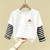 2026 Nuevo Ropa Interior Base Estilo Primavera y Otoño para Niños Grandes Camiseta de Manga Larga para Bebés Niños Algodón Puro Top Infantil de Otoño Camiseta de Moda T