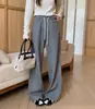2026 Invierno Minnie Rayas Finas Paseo Matutino Cintura Elástica Cordón Forro Polar Engrosado Pantalones Casuales para Mujer Pantalones Deportivos Pantalones Rectos