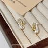 Pendientes colgantes de dos colores para mujer, pendientes metálicos de dos piezas, temperamento de lujo ligero, diseño de nicho, pendientes de alta calidad, otoño e invierno