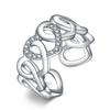 Anillo de Corazón Hueco Chapado en Platino Apertura Ajustable Anillo con Diamantes de Entrega en Forma de Corazón Anillo con Forma de Corazón