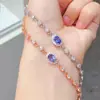Pulsera de Tanzanita Natural con Color Fuego Brillante, Incrustación Fina de Plata 925, Piedra Principal 5*7mm, Soporte de Tanzanita Natural