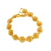 Estilo Étnico Vietnamita Ouro de Areia Tendência Nacional Flor de Peônia Pulseira para Mulheres, Novo Estilo Chinês Cobre Banhado a Ouro Flor da Riqueza Corrente de Relógio Joia