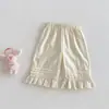 Calça Feminina Reta com Renda 2026 Nova Verão Estilosa Estilo Coreano Cor Sólida Casual Calça de Verão Infantil