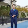 Ropa de Trabajo de Manga Larga para Hombre de Primavera y Otoño, Ropa de Protección Laboral, Juego de Uniformes de Trabajo de Poliéster-Algodón al por Mayor, Ropa Resistente al Desgaste para Mecánico, Bloques de Color, Letras Bordadas, Diseño Impreso