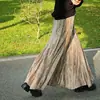 Moderna Falda Larga Color Champaña Otoño e Invierno Terciopelo Grueso Nuevo Estampado Chinoiserie Artesanía Falda de Gran Vuelo Falda de Línea A para Mujer