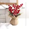 Decoraciones de Navidad Adornos de Escritorio Pastorales de Navidad Recortes de Lino con Bayas Adornos para Mostrador de Muebles