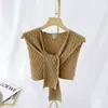 Chal Pequeño para Hombro de Habitación con Aire Acondicionado de Verano Bufanda Tejida para Protección del Cuello de Mujer Primavera y Otoño Delgada Versátil Celebridad de Internet Camisa