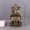 Ofrenda de Latón Puro al Dios de la Riqueza, Sosteniendo un Ruyi y un Cuenco del Tesoro, Decoración Vintage para Sala de Estar, Adorno Artesanal de Escritorio