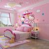 Papel pintado temático infantil Mural de Hello Kitty para niños y niñas Habitación de princesa rosa Papel pintado para dormitorio Gato kitty Tela para pared