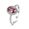 Anillo de Diamante 18K Oro Rosa Diamante Cultivado Cvd Anillo de Boda Set de Joyería Joyería para Manos Anillo de Diamante de 2 Quilates Forma de Huevo