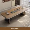 Mesa de Té y Juego de Sillas de Pizarra con Veta de Madera de Nogal para Uso Doméstico, Mesa de Té Estilo Chino Nuevo, Mesa de Café para Oficina, Sensación de Lujo Ligero y Gama Alta