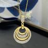 Jóias de estrela de ouro real banhadas a cobre, joias transfronteiriças, Europa e Estados Unidos, pingente de estrela da lua nova, colar de aço inoxidável para mulheres