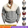 Moletom casual esportivo masculino de outono, corte solto, novo, transfronteiriço, de veludo cotelê, estilo americano, bloqueio de cores ao ar livre, gola alta