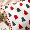 Funda de almohada navideña transfronteriza con bordado de terciopelo, bordado con borlas de pompón, cojín de sofá tridimensional, almohada bordada con toalla