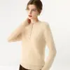 Nueva camisa básica de punto de cachemira, holgada, adelgazante, elegante y casual, con cuello henley, para mujer, de otoño e invierno