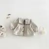 Conjunto Duas Peças Dianxi para Bebê Menina Inverno Novo Estilo Coreano Casaco de Lã Espessado com Forro de Fleece e Calça Leggings para Bebês e Crianças Pequenas