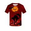 Outono 2025 AliExpress Europeu e Americano Mais Vendido Lanterna de Abóbora de Halloween Fantasma Camiseta Casual Esportiva Gola Redonda