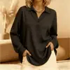 Enviado 2026 Moda transfronteiriça blusa de malha cinza com botões e gola polo para mulheres usarem como peça externa