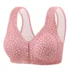 Sutiã com Fecho Frontal para Mães com Padrão de Grão Pequeno, Anti-Queda, Bojo Fixo, Sutiã para Meia-Idade e Idosos, Lingerie Plus Size, Transfronteiriço