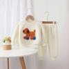 Conjunto de Primavera e Outono para Bebê Suit de Veludo Bordado com Cão Lã Suit para Passeio
