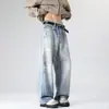 Ropa para Hombre Maple House / Novedad Primavera y Otoño Pantalones de Mezclilla Quemada Holgados de Moda para Hombre Pantalones de Pierna Ancha Estilo Americano High Street Sal