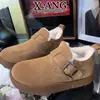 Botas de Nieve Integradas de Piel de Oveja para Mujer, Suela Gruesa, Zapatos de Cobertura Total Estilo Birkenstock, Forro de Felpa de Invierno, Engrosados, Cálidos, Zapatos Grandes de Algodón Estilo Noreste