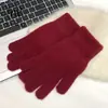 Luvas Quentes de Pelo de Coelho de Inverno Tricotadas de Cinco Dedos Sem Dedos Tela Sensível ao Toque Estilo Coreano Cor Sólida Lã Versátil à Prova de Frio Luvas Femininas