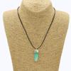 Collar con colgante hexagonal de resina, imitación de piedra natural, cuerda de cuero y bala, joyería europea y americana de AliExpress.