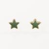Brincos de Prata S925 Agulha All-match Fofos Estrela da Sorte Pequena Estrela de Cinco Pontas Mini Gotejamento de Óleo Verde Brincos Simples