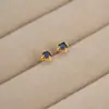 Pendientes de Estrella de Plata de Ley S925 con Circonita Azul para Mujer, Nuevo Estilo Japonés, Pequeños y Sencillos, Adecuados para Perforaciones de Oreja, Pendientes Versátiles y Tachonados de Diamantes