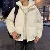 Chaqueta de Invierno de Algodón Falsa de Dos Piezas para Hombre, Abrigo de Algodón con Capucha de Cuero Estilo Americano, Engrosado y Cálido, Chaqueta Acolchada para Pareja