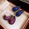 Pendientes de Gota de Agua de Circonita Colorida Estilo Vintage, Pendientes de Moda Personalizados, Pendientes de Lujo Ligero de Gama Alta, Aguja de Plata