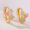 Aogu Aretes de Estrella de Circonita a la Moda con Ojos de Aceite Goteado de Oro Real Chapado en Cobre para Mujer, Aretes Niche Frescos, Producto Nuevo Transfronterizo