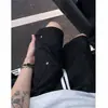 Pantalones Cortos de Trabajo Blancos con Tachuelas para Hombre, Estilo Veraniego Americano High Street, Pantalones de Cinco Puntos, Talla Grande, Pantalones Deportivos Casuales Sueltos