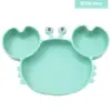 Prato de Silicone para Jantar Infantil, Prato para Complemento Alimentar, Tigela, Prato com Compartimentos de Caranguejo com Ventosa, Antiderrapante, Estoque Pronto de Fábrica Transfronteiriça