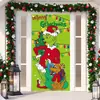 Decoración de cubierta de puerta navideña transfronteriza, tela colgante, cubierta de puerta de monstruo peludo verde Grinch, cortina de puerta Grinch navideña, tapiz de cubierta de puerta de Año Nuevo