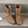 Botines Retro Estilo Coreano con Hebilla para Mujer 2026 Otoño/Invierno Nueva Llegada Aumento Interno de Altura Estilo Occidental Punta Redonda Botas Martin de Doble Uso