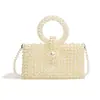Bolsa de Mão Elegante Estilo Francês com Pérolas para Senhoras Feminina 2024 Novo Design de Nicho Exquisite Pequena Bolsa de Ombro Transversal Tendência