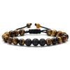 Amazon Venda Quente Pulseira Masculina Olho de Tigre Presente 8mm Pedra de Lava Ônix Preto Tecida Joia Artesanal