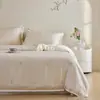 Conjunto de Quatro Peças Bordado em Seda Tencel Orquídea Simples de Luxo Leve Verão Lyocell Toque Fresco Lençol de Seda Gelada Roupa de Cama Capa de Edredom