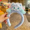Faixa de cabeça fofa com orelhas de panda para lavar o rosto, faixa de cabeça de pelúcia de desenho animado com coroa alta para mulheres, faixa para maquiagem e lavar o cabelo, acessório de cabelo