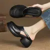 Sandalias de Punta Abierta con Suela Gruesa y Tacón Medio para Mujer, Calzado de Exterior, Medias Zapatillas de Tacón Grueso, Nuevo Modelo de Verano 2026, Zapatillas de Hada con Tacón Alto y Hebilla Metálica