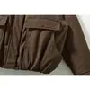 ORIGTEEN Jaqueta de Algodão Inverno Solta com Gola Alta Silhueta Retro Tendência Jaqueta de Trabalho Masculina Roupas de Algodão MY9035