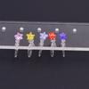 Pendientes pequeños y frescos de resina transparente con forma de U y clip para la oreja con circonitas de estrella de cinco puntas, sin agujeros para las orejas, hechos a mano, transfronterizos de Europa y Estados Unidos