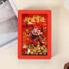 Imanes para Refrigerador de Año Nuevo Festivos Pequeño Lingote Marco de Fotos Pegatinas Decorativas Magnéticas Dios de la Riqueza Paz y Alegría Imanes de Madera para Refrigerador